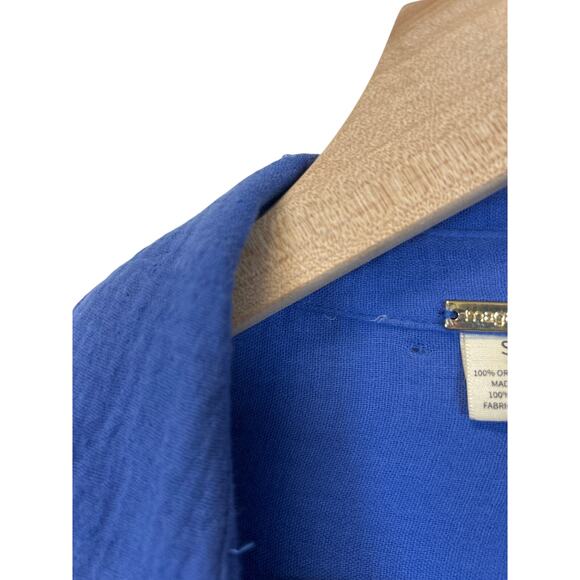 Magaschoni Blue Gauze Organic Cotton Dress/cover up  button down Size Small - Picture 10 of 10